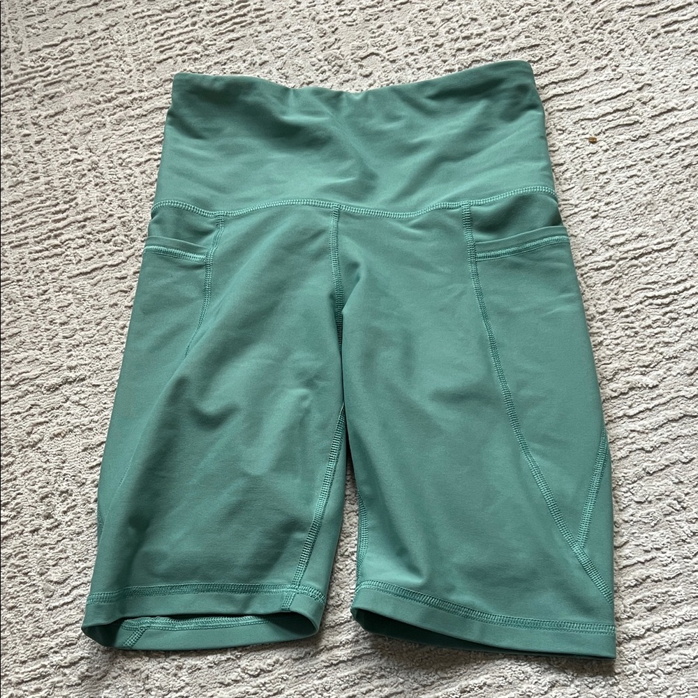 Women's Green High-Rise Bike Shorts